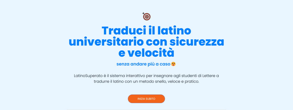LatinoSuperato landingpage. The headline says "Translate Latin fast and confident"